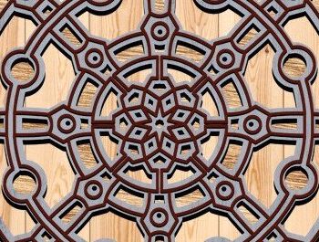 Intra απο ξύλο plywood 3mm-4mm πάχος – Τροχός πλοίου Ναυτική 3D Δίασταση  20x20 cm INTRAFABR-34875049 - Image 3