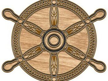 Intra απο ξύλο plywood 3mm-4mm πάχος – Τροχός πλοίου Ναυτική 3D Δίασταση 20x20 cm INTRAFABR-34886169 - Image 4