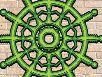 Intra απο ξύλο plywood 3mm-4mm πάχος – Τροχός πλοίου Ναυτική 3D Δίασταση 20x20 cm INTRAFABR-34886349 - Image 2