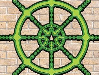 Intra απο ξύλο plywood 3mm-4mm πάχος – Τροχός πλοίου Ναυτική 3D Δίασταση 20x20 cm INTRAFABR-34886349 - Image 3