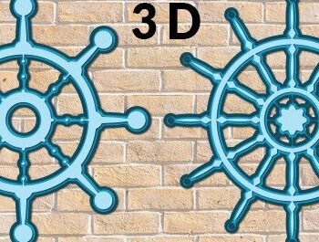 Intra απο ξύλο plywood 3mm-4mm πάχος – Τροχός πλοίου Ναυτική 3D Δίασταση 20x20 cm INTRAFABR-34886366 - Image 1