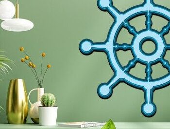 Intra απο ξύλο plywood 3mm-4mm πάχος – Τροχός πλοίου Ναυτική 3D Δίασταση 20x20 cm INTRAFABR-34886366 - Image 4