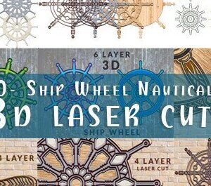 Intra απο ξύλο plywood 3mm-4mm πάχος – Δέσμη κοπής λέιζερ 3d Ship Wheel Nautical Δίασταση  20x20 cm INTRAFABR-39242560