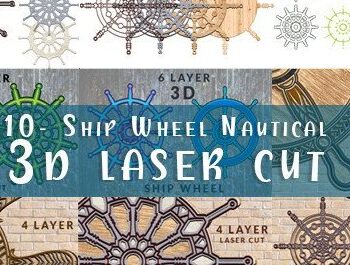 Intra απο ξύλο plywood 3mm-4mm πάχος – Δέσμη κοπής λέιζερ 3d Ship Wheel Nautical Δίασταση  20x20 cm INTRAFABR-39242560 - Image 1