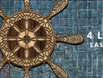 Intra απο ξύλο plywood 3mm-4mm πάχος – Τροχός πλοίου Ναυτικό 3d Δίασταση 20x20 cm INTRAFABR-34875024 - Image 2