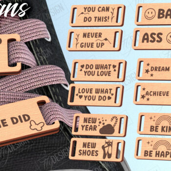 Intra απο ξύλο plywood 3mm-4mm πάχος – Πακέτο Charms με δαντέλα παπουτσιών Δίασταση 20x20 cm INTRAFABR-114816216 - Image 1