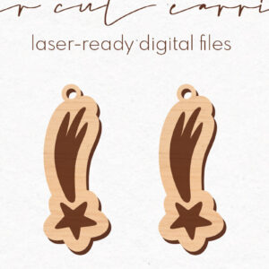 Intra απο ξύλο plywood 3mm-4mm πάχος – Shooting Star Earrings | Δίασταση  5x5 cm INTRAFABR-78973455