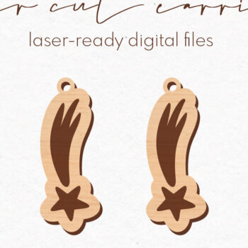 Intra απο ξύλο plywood 3mm-4mm πάχος – Shooting Star Earrings | Δίασταση  5x5 cm INTRAFABR-78973455 - Image 1