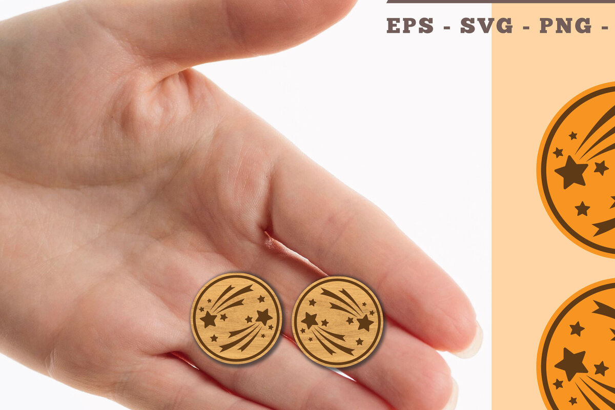 Intra απο ξύλο plywood 3mm-4mm πάχος – Σκουλαρίκια με λέιζερ Shooting Star Δίασταση  5x5 cm INTRAFABR-102681188