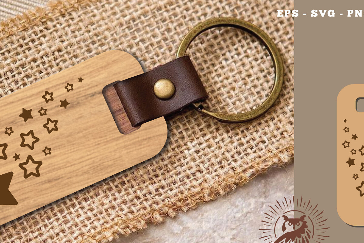 Intra απο ξύλο plywood 3mm-4mm πάχος – Μπρελόκ Shooting Stars με λέιζερ 1 Δίασταση  5x5 cm INTRAFABR-115708179