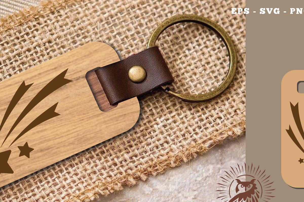 Intra απο ξύλο plywood 3mm-4mm πάχος – Μπρελόκ Shooting Stars2 Δίασταση  5x5 cm INTRAFABR-115708248