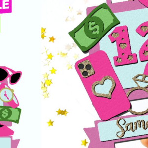 Intra απο ξύλο plywood 3mm-4mm πάχος – Shopping Girl Cake Topper 3D Δίασταση  20x20 cm INTRAFABR-99939493