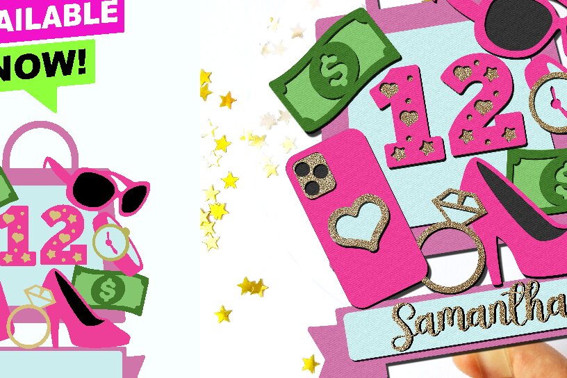 Intra απο ξύλο plywood 3mm-4mm πάχος – Shopping Girl Cake Topper 3D Δίασταση  20x20 cm INTRAFABR-99939493