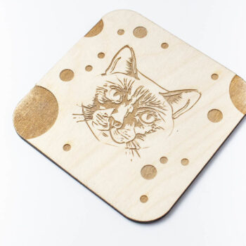 Intra απο ξύλο plywood 3mm-4mm πάχος – Σιάμα κινουμένων σχεδίων γάτα σουβέρ, χαραγμένο Δίασταση  20x20 cm INTRAFABR-66189361 - Image 2