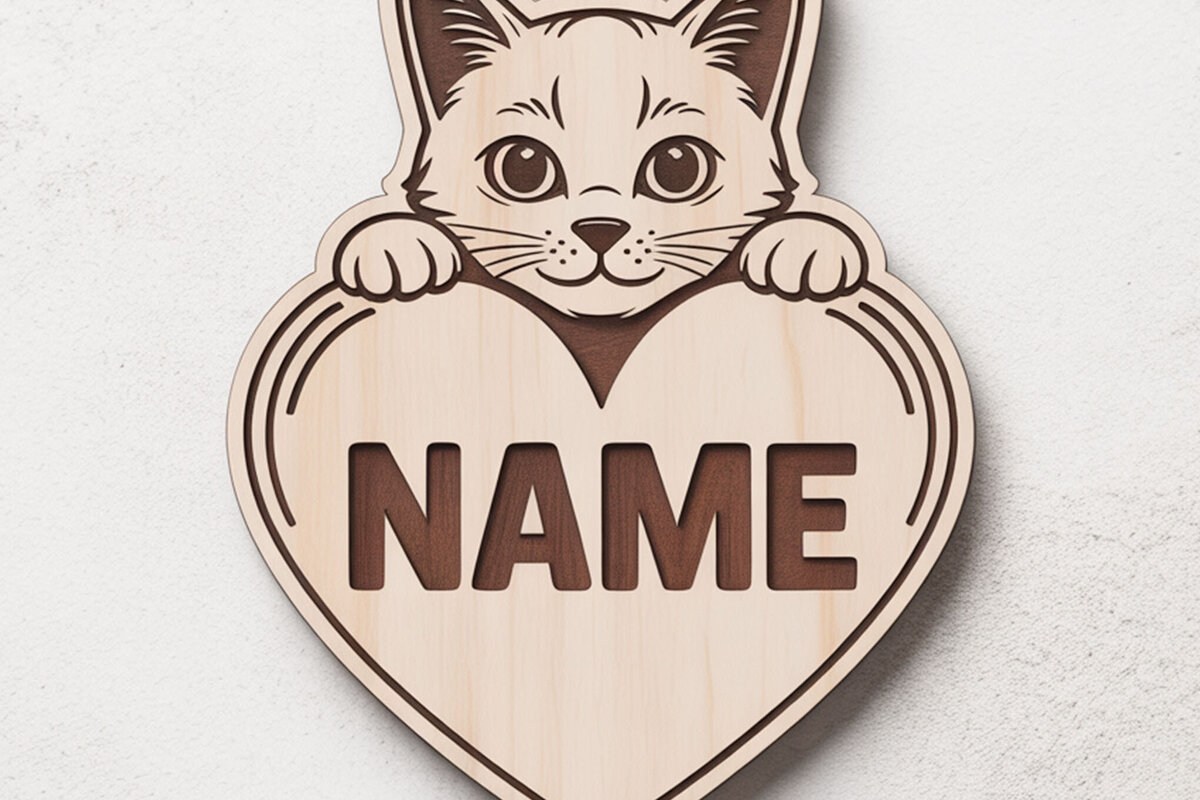 Intra απο ξύλο plywood 3mm-4mm πάχος – Μπρελόκ με όνομα σιαμέζας γάτας Δίασταση  5x5 cm INTRAFABR-122315289