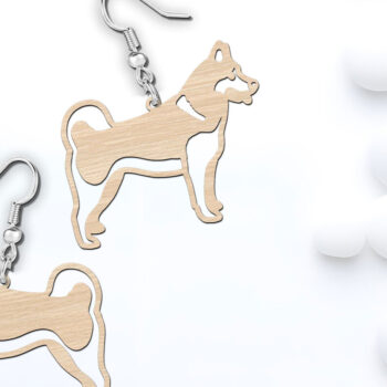 Intra απο ξύλο plywood 3mm-4mm πάχος – Σκουλαρίκια Siberian Husky Dog Cut Laser Δίασταση  5x5 cm INTRAFABR-120103859 - Image 3