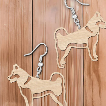 Intra απο ξύλο plywood 3mm-4mm πάχος – Σκουλαρίκια Siberian Husky Dog Cut Laser Δίασταση  5x5 cm INTRAFABR-120103859 - Image 4