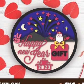 Intra απο ξύλο plywood 3mm-4mm πάχος – Sign Wood Happy New Year 2023 Cut Δίασταση  40x30 cm INTRAFABR-41016671 - Image 3