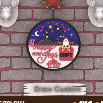 Intra απο ξύλο plywood 3mm-4mm πάχος – Sign Wood Happy New Year 2023 Cut Δίασταση  40x30 cm INTRAFABR-41016671 - Image 4