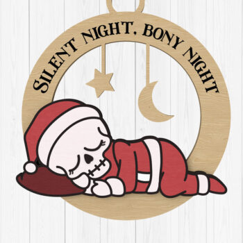 Intra απο ξύλο plywood 3mm-4mm πάχος – Silent Night Bony Night Skeleton Decor Δίασταση 20x20 cm INTRAFABR-108539215 - Image 1