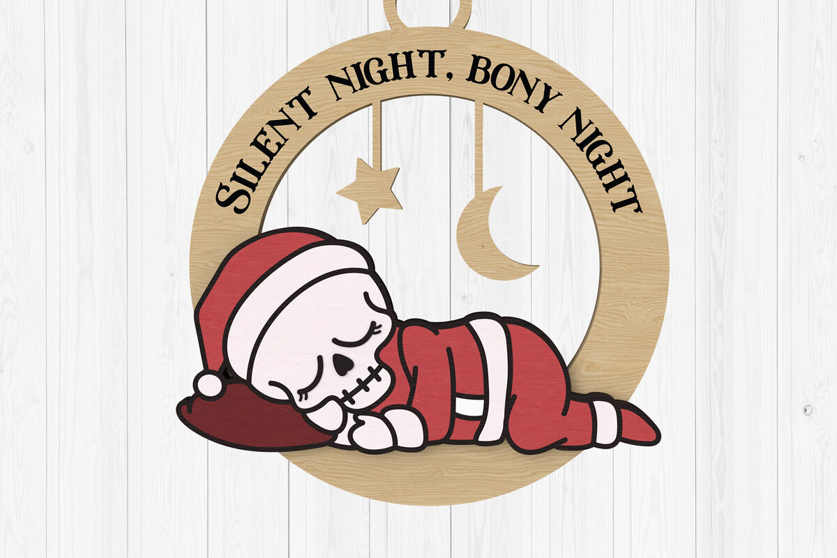 Intra απο ξύλο plywood 3mm-4mm πάχος – Silent Night Bony Night Skeleton Decor Δίασταση  20x20 cm INTRAFABR-108539215