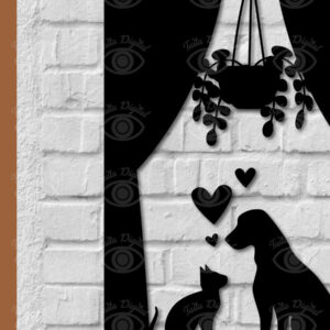 Intra απο ξύλο plywood 3mm-4mm πάχος – Σιλουέτα γάτα σε παράθυρο εκτύπωσης διακόσμηση τοίχου Δίασταση 40x30 cm INTRAFABR-112924979