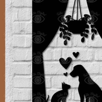 Intra απο ξύλο plywood 3mm-4mm πάχος – Σιλουέτα γάτα σε παράθυρο εκτύπωσης διακόσμηση τοίχου Δίασταση  40x30 cm INTRAFABR-112924979 - Image 1