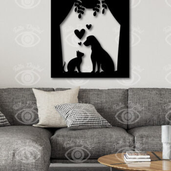 Intra απο ξύλο plywood 3mm-4mm πάχος – Σιλουέτα γάτα σε παράθυρο εκτύπωσης διακόσμηση τοίχου Δίασταση  40x30 cm INTRAFABR-112924979 - Image 2