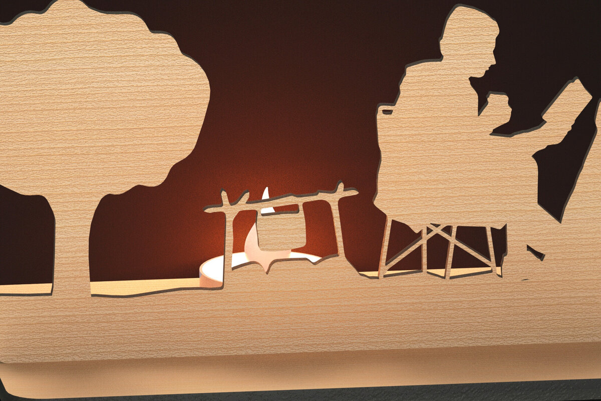 Intra απο ξύλο plywood 3mm-4mm πάχος – Silhouette Tealight Holder LaserFile Δίασταση  20x20 cm INTRAFABR-79448348