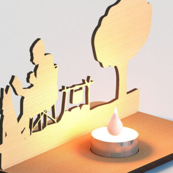 Intra απο ξύλο plywood 3mm-4mm πάχος – Silhouette Tealight Holder LaserFile Δίασταση  20x20 cm INTRAFABR-79448348 - Image 4