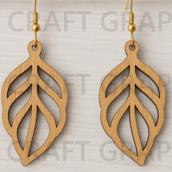 Intra απο ξύλο plywood 3mm-4mm πάχος – Σκουλαρίκια με απλά φύλλα Δίασταση  5x5 cm INTRAFABR-123755103 - Image 1