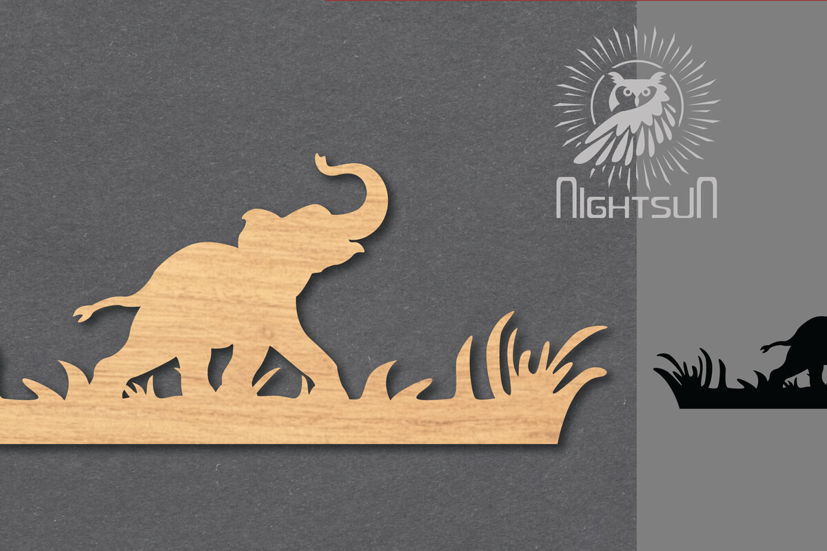 Intra απο ξύλο plywood 3mm-4mm πάχος – Διακόσμηση κοπής με λέιζερ μονής ελέφαντα 1 Δίασταση  20x20 cm INTRAFABR-119434835