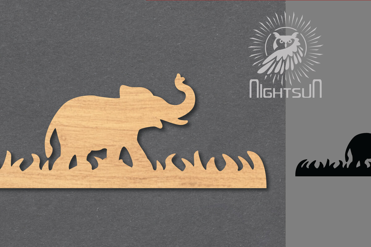 Intra απο ξύλο plywood 3mm-4mm πάχος – Διακόσμηση κοπής με λέιζερ μονής ελέφαντα 2 Δίασταση  20x20 cm INTRAFABR-119434902