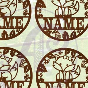 Intra απο ξύλο plywood 3mm-4mm πάχος – Single Fox Name Sign 4 Option Files Δίασταση  40x30 cm INTRAFABR-69906950