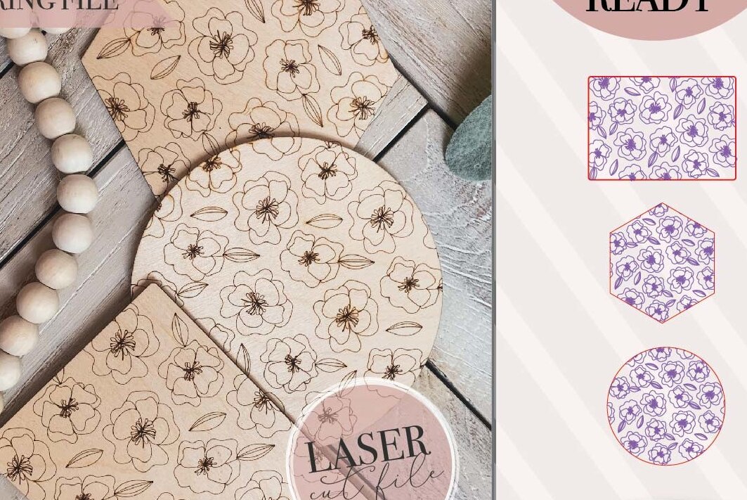 Intra απο ξύλο plywood 3mm-4mm πάχος – Πακέτο λουλουδιών μονόγραμμων Δίασταση  20x20 cm INTRAFABR-70851062