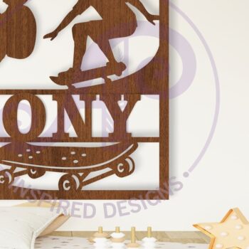 Intra απο ξύλο plywood 3mm-4mm πάχος – Σήμα ονόματος Laser με θέμα το Skateboard Δίασταση  20x20 cm INTRAFABR-104518290 - Image 1