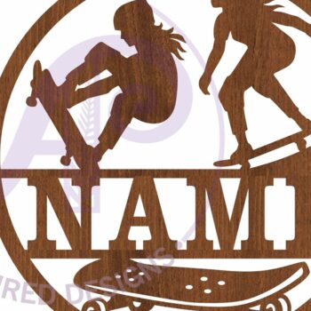 Intra απο ξύλο plywood 3mm-4mm πάχος – Skateboarder Γυναικείο Σήμα Laser Δίασταση  20x20 cm INTRAFABR-93039136 - Image 3