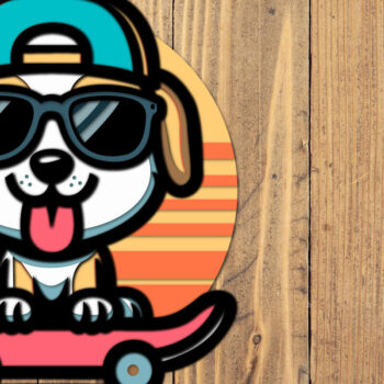 Intra απο ξύλο plywood 3mm-4mm πάχος – Skateboarding Dog 3D Summer Layered Δίασταση  20x20 cm INTRAFABR-123562746 - Image 1