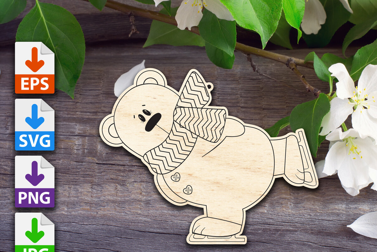 Intra απο ξύλο plywood 3mm-4mm πάχος – Στολίδι για πατινάζ αρκούδα Δίασταση  20x20 cm INTRAFABR-52999100