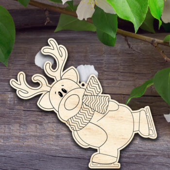 Intra απο ξύλο plywood 3mm-4mm πάχος – Στολίδι με τάρανδο πατινάζ Δίασταση  20x20 cm INTRAFABR-52996913 - Image 1