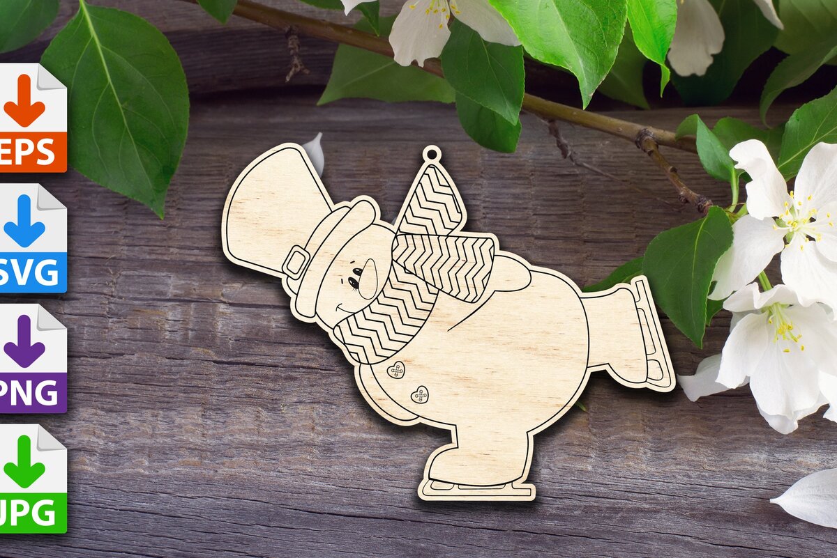 Intra απο ξύλο plywood 3mm-4mm πάχος – Στολίδι Χιονάνθρωπος για πατινάζ Δίασταση  20x20 cm INTRAFABR-38785596