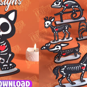 Intra απο ξύλο plywood 3mm-4mm πάχος – Skeleton Animals Shelf Sitters Bundle Δίασταση  20x20 cm INTRAFABR-102240312