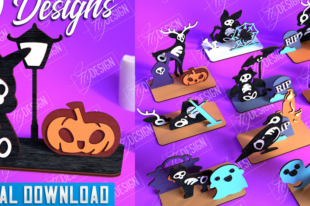 Intra απο ξύλο plywood 3mm-4mm πάχος – Skeleton Animals Shelf Sitters Bundle Δίασταση  20x20 cm INTRAFABR-102240258