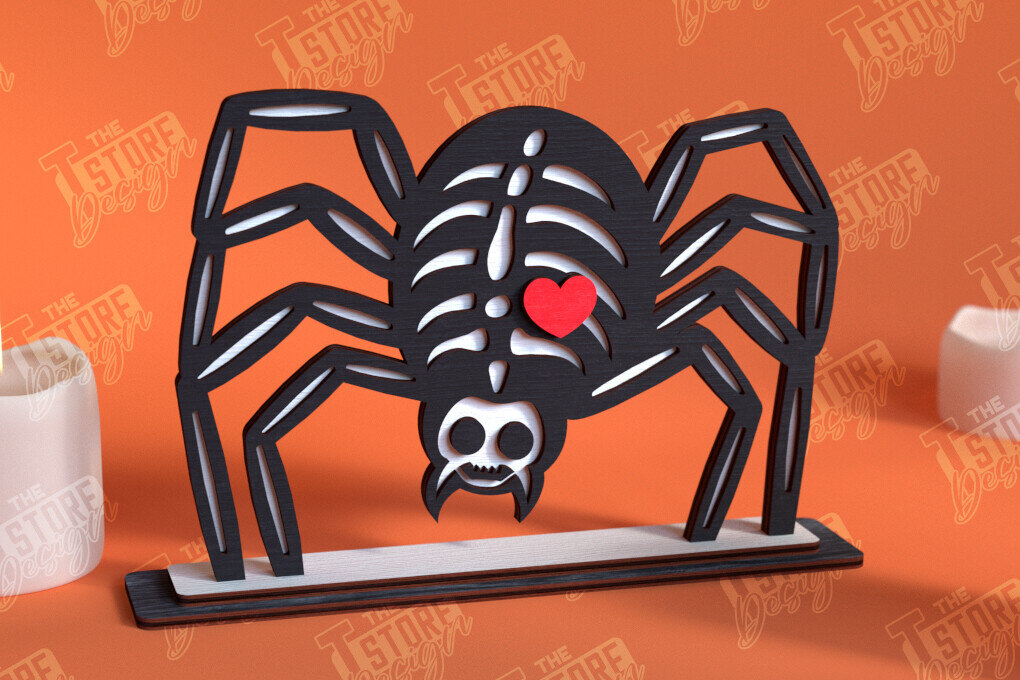 Intra απο ξύλο plywood 3mm-4mm πάχος – Skeleton Bear Spider Sitter | Αρχείο CNC Δίασταση  20x20 cm INTRAFABR-102240244