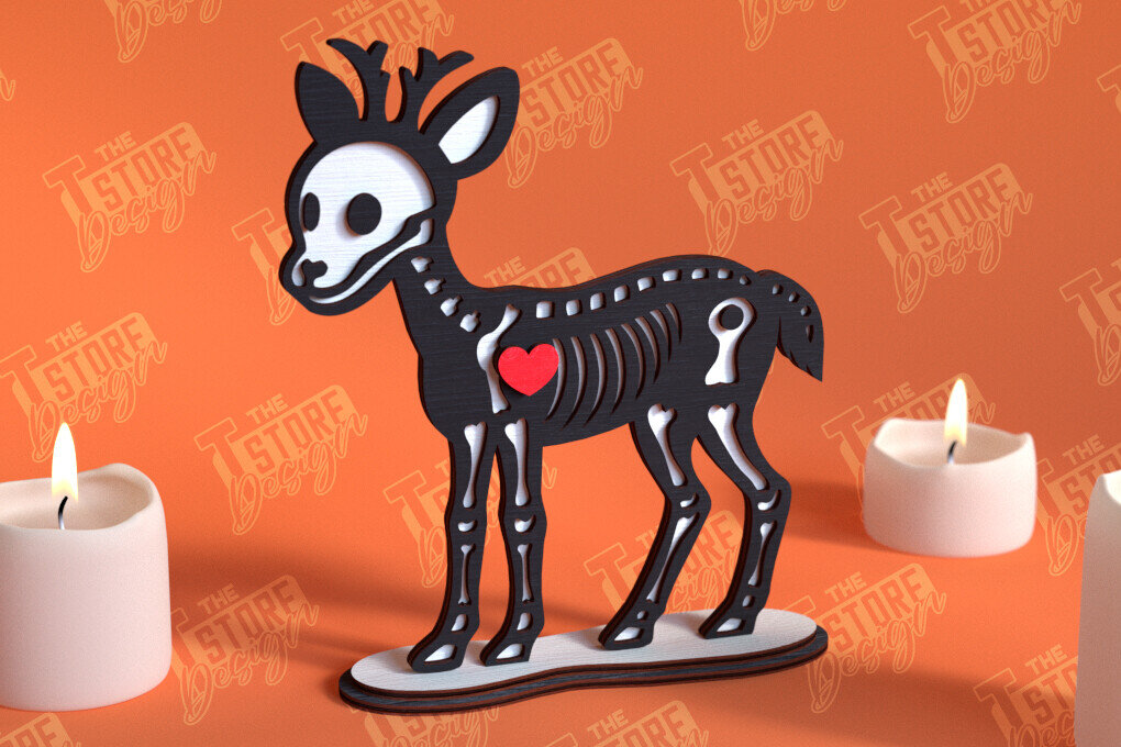 Intra απο ξύλο plywood 3mm-4mm πάχος – Skeleton Deer Shelf Sitter | Αρχείο CNC Δίασταση  20x20 cm INTRAFABR-102240172