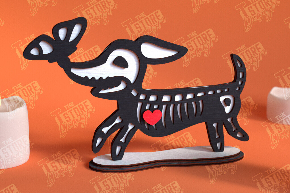 Intra απο ξύλο plywood 3mm-4mm πάχος – Skeleton Dog Spider Sitter | Αρχείο CNC Δίασταση  20x20 cm INTRAFABR-102240250