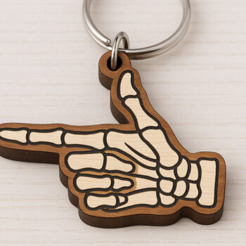 Intra απο ξύλο plywood 3mm-4mm πάχος – Μπρελόκ με σκελετό που δείχνει Δίασταση  5x5 cm INTRAFABR-120896683 - Image 1