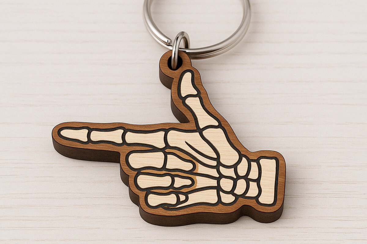 Intra απο ξύλο plywood 3mm-4mm πάχος – Μπρελόκ με σκελετό που δείχνει Δίασταση  5x5 cm INTRAFABR-120896683