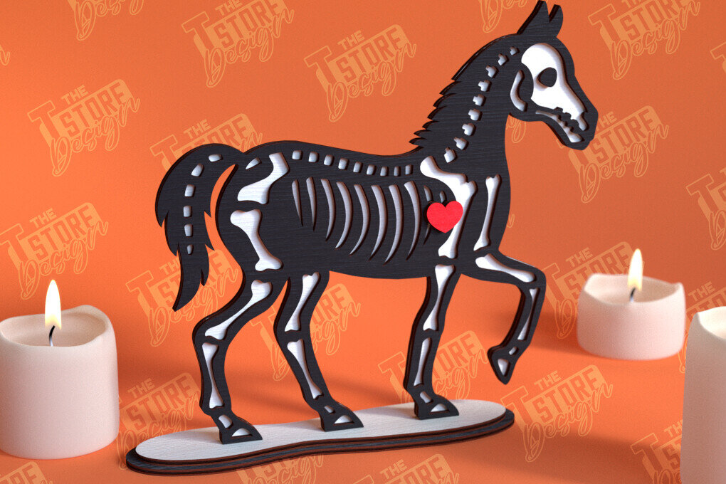 Intra απο ξύλο plywood 3mm-4mm πάχος – Skeleton Horse Shelf Sitter | Αρχείο CNC Δίασταση  20x20 cm INTRAFABR-102240227