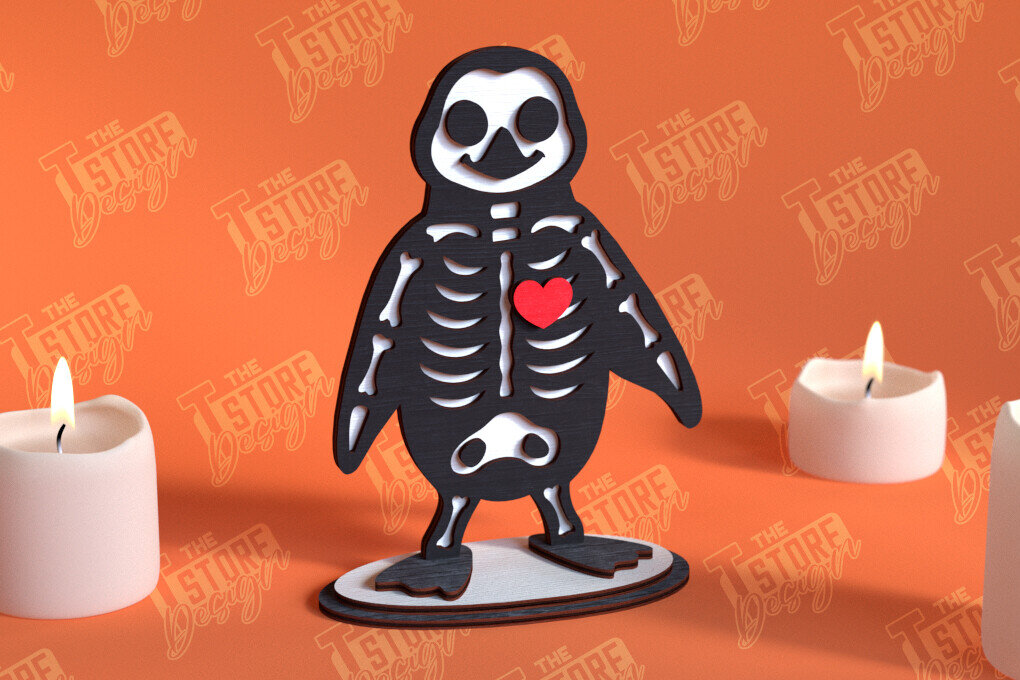 Intra απο ξύλο plywood 3mm-4mm πάχος – Skeleton Penguin Shelf Sitter | Αρχείο CNC Δίασταση  20x20 cm INTRAFABR-102240179